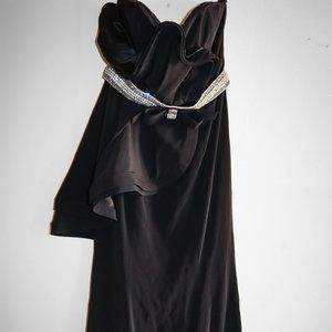 The Sleeveless Black Maxi Dress with Attached Silver Bejeweled Belt